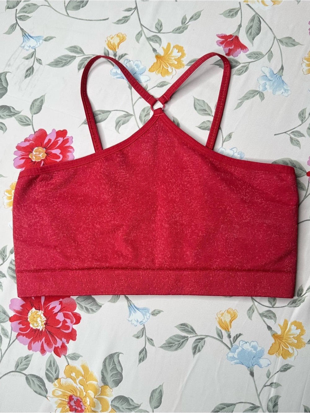 GYMSHARK FLEX STRAPPY SPORTS BRA RED MARL WOMENS SIZE L